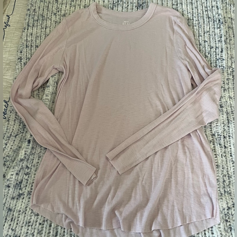 Aerie Real Soft size medium light purple long sleeve shirt